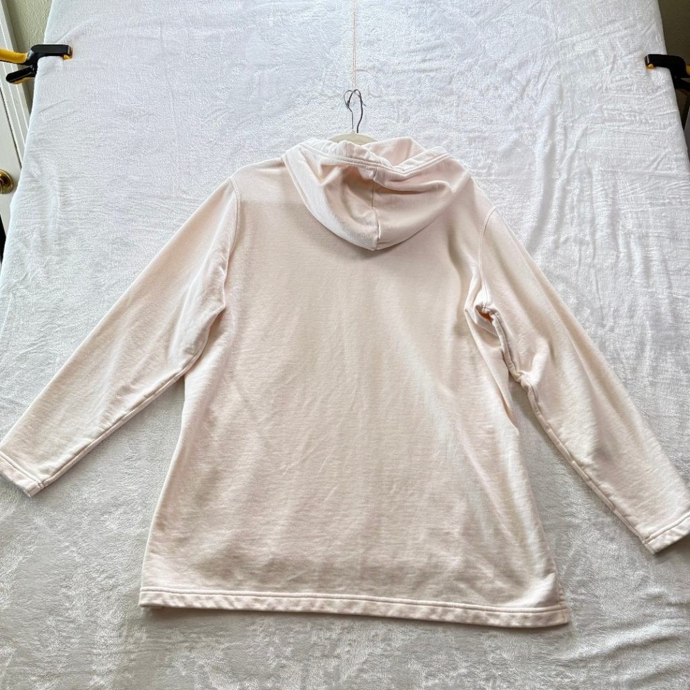Athleta XS Blush Pink Hoodie Tunic Pullover Cotton Split Hem Side Pockets - Picture 7 of 10